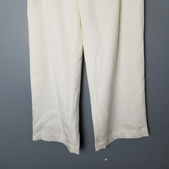 Mercer & Madison Womens White Linen Tie Waist Wide Leg Pants Size 6 Side Zipper - Picture 4 of 14